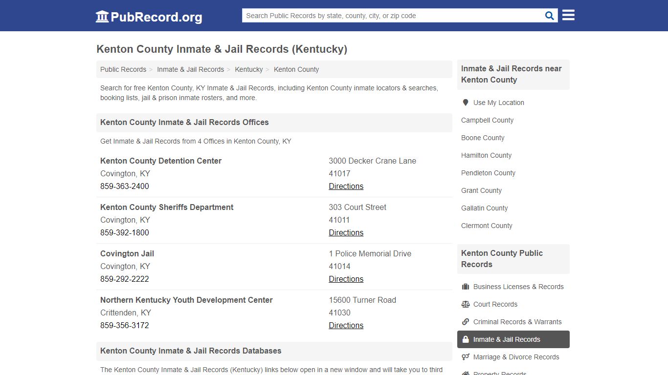 Free Kenton County Inmate & Jail Records (Kentucky Inmate ...